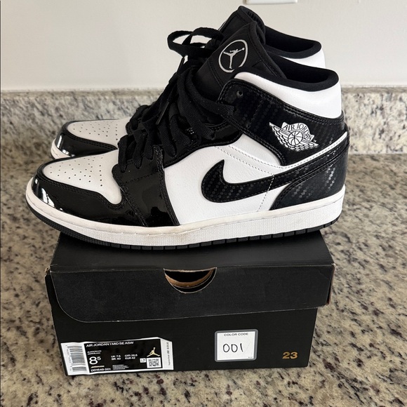 Jordan High-Top Sneakers in Black and White Patent - Picture 4 of 5